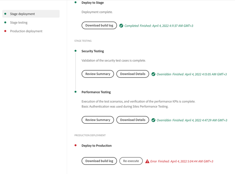 The Re-execute option in the pipeline overview window