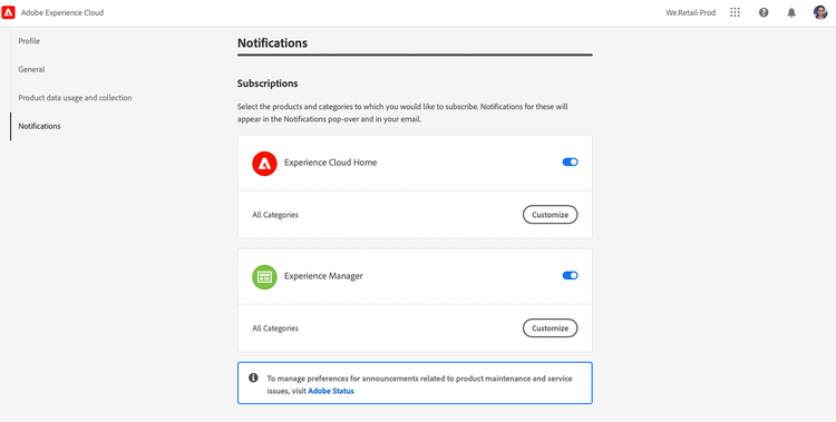 Notification subscriptions