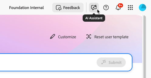 AI Assistant icon on the toolbar