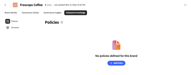 Adding a policy from Enterprise Knowledge
