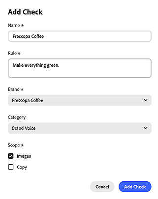 Configuring the check details