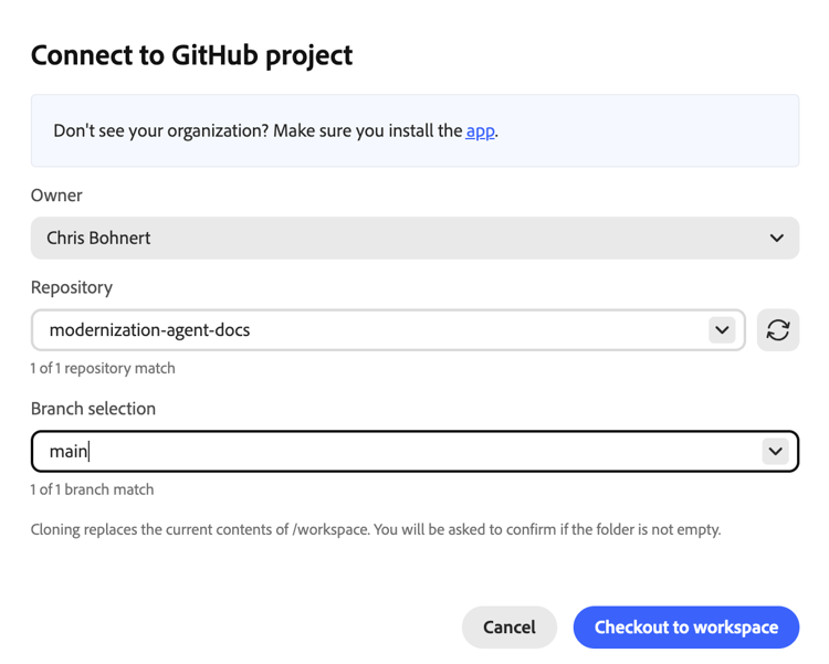 Connecting to GitHub project