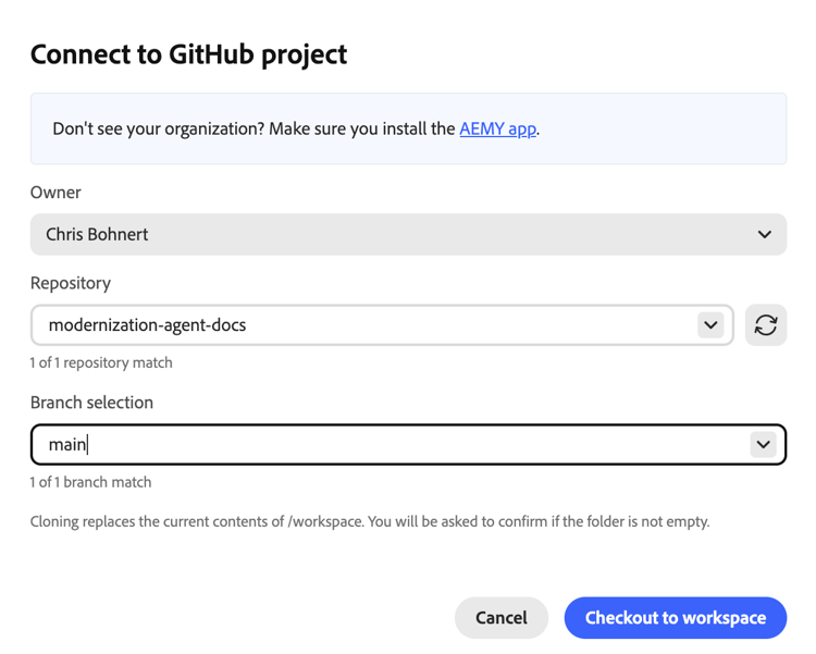 Connecting to GitHub project