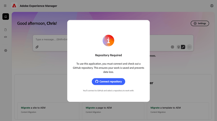 First sign in screen of the console