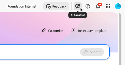 AI Assistant icon on the toolbar