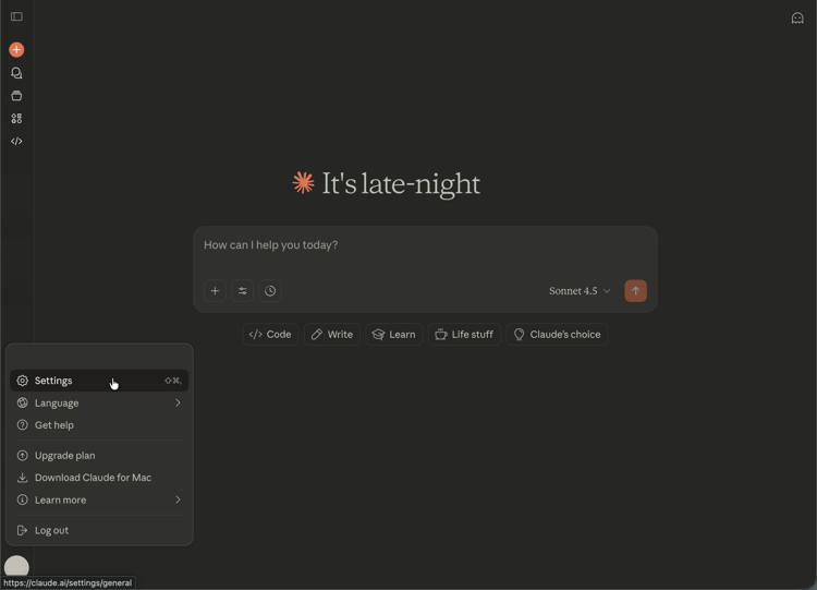 The Claude Settings dialog.