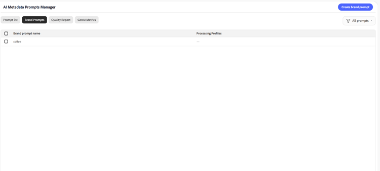 Brand Prompts tab