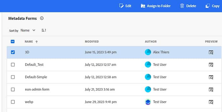 assign metadata form to a folder