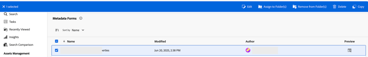 verify metadata forms page