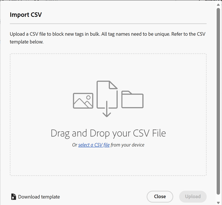 Import blocked tags list