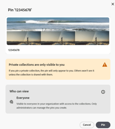 Confirm pin collection