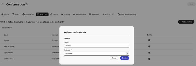 asset card