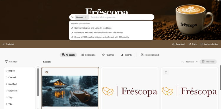 Select assets in Content Hub