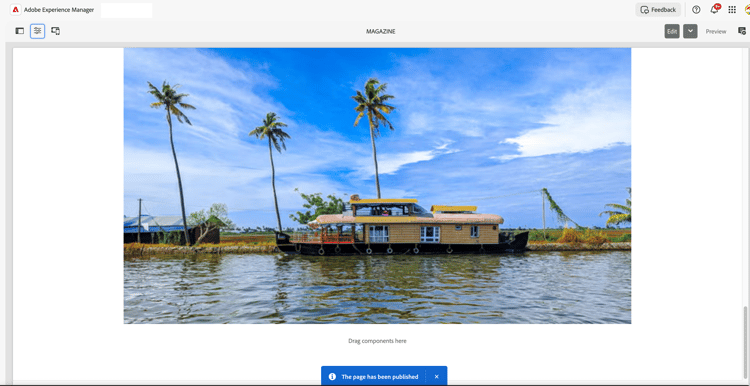 The page has been published