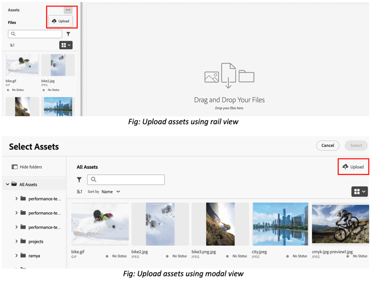 Upload assets to Asset Selector