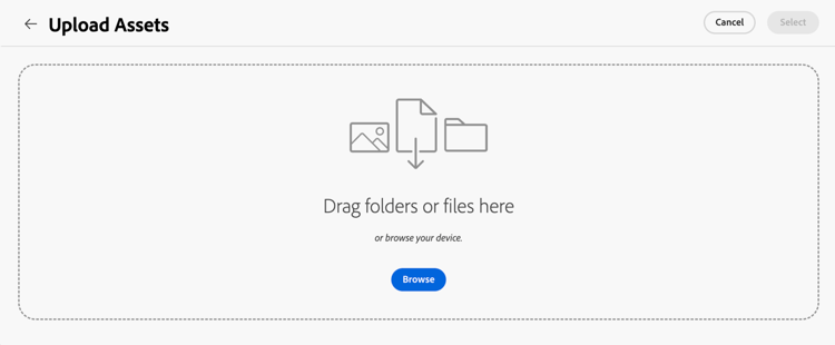 Basic upload assets to Asset Selector