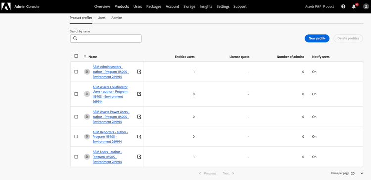 AEM Assets Product Profiles