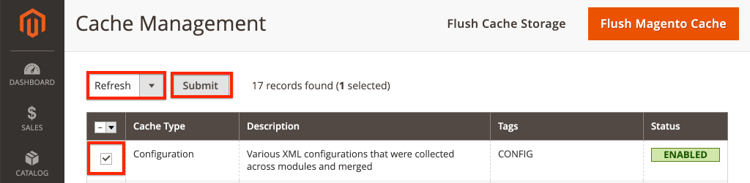 Refresh Configuration Cache Type