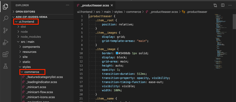ui.frontend commerce folder