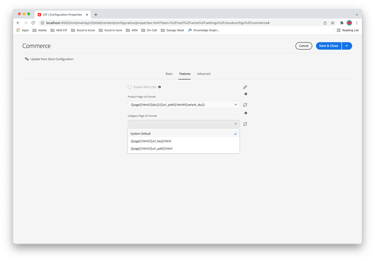 Url formats in CIF Configuration