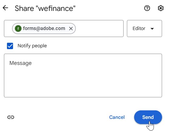 Share folder with AEM User, provide editing rights- Google Drive