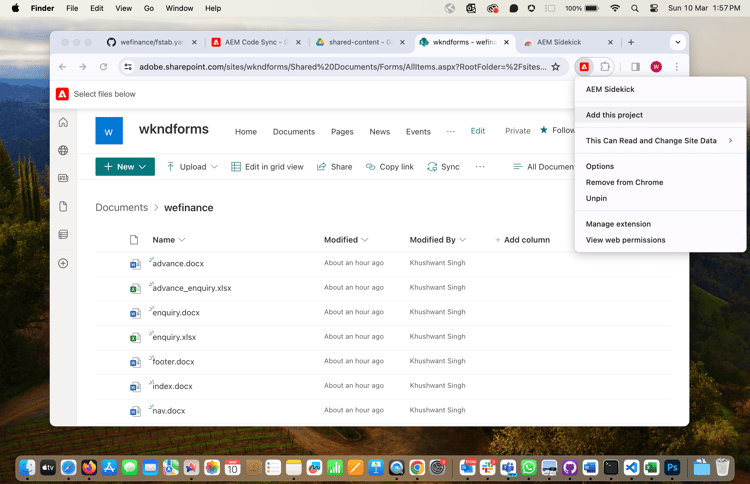 AEM Sidekick - Add a project