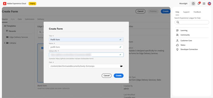 Create schema based form