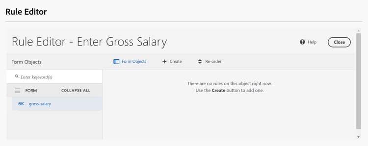 Rule Editor user interface