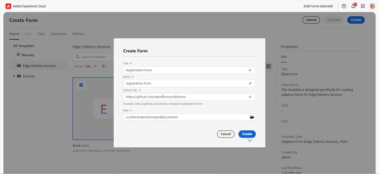 Create Form Wizard
