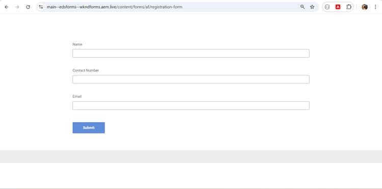 Registration form live version