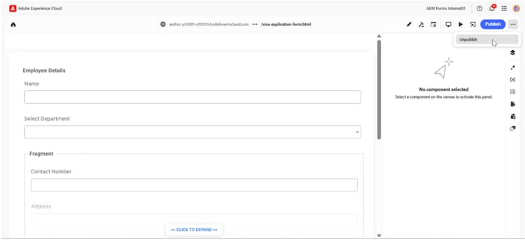 Unpublish form