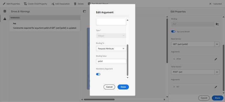 Configure pet id argument