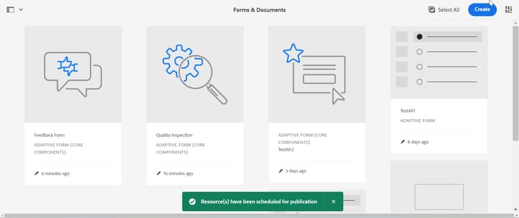 publish successful message