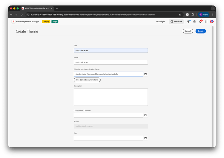 configuring custom theme