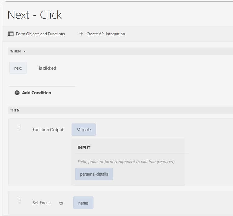 Validate Next Button