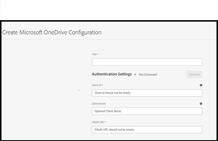 OneDrive Configuration Screen