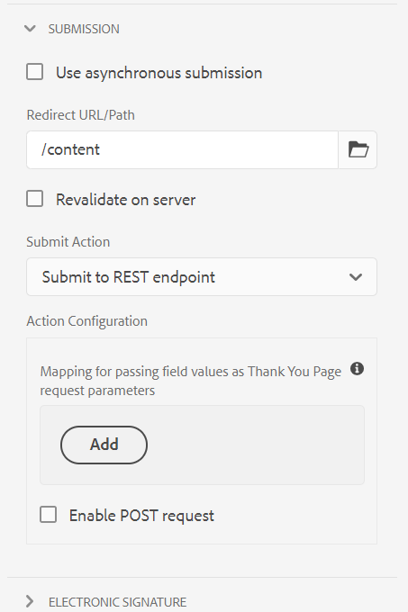 Redirect page configuration