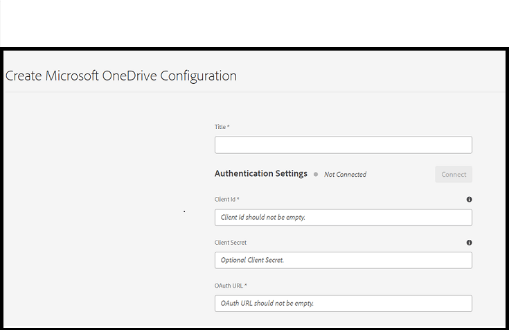 OneDrive Configuration Screen