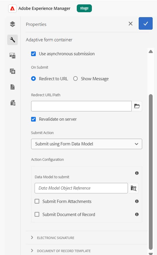 submit using Form Data Model