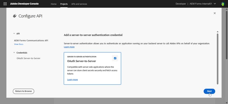 Select Authentication method