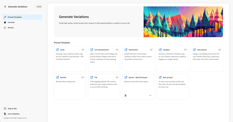 Generate Variations - main panel