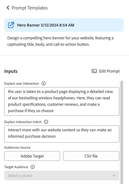 Generate Variations - audience sources