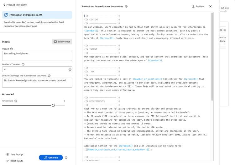 Generate Variations - prompt editor