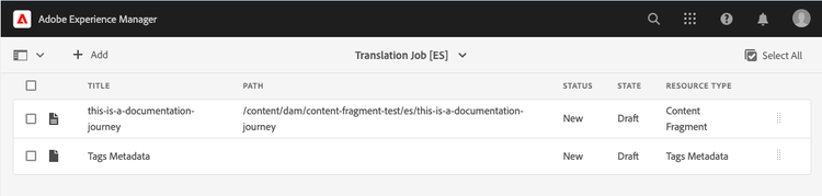 Content added to translation job