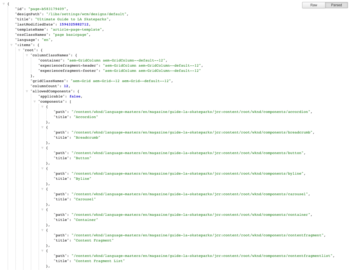 JSON Exporter for Content Services | Adobe Experience Manager