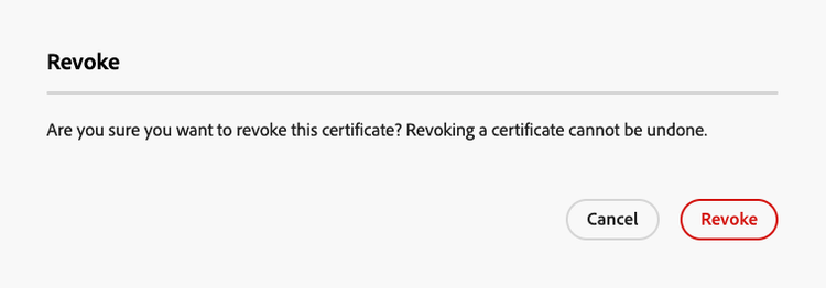 Revoke certificate confirmation
