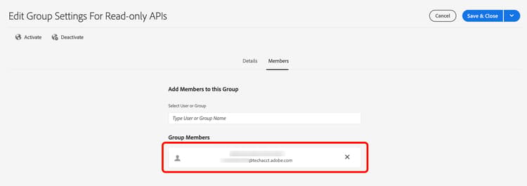 Members tab