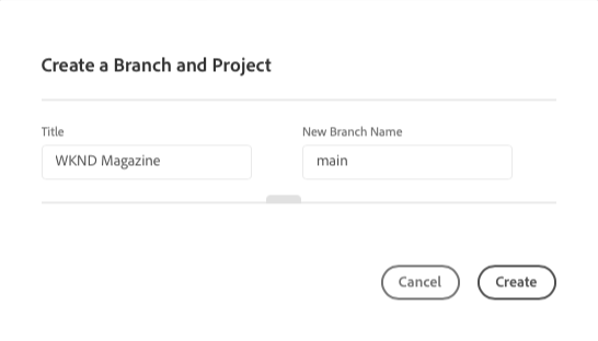 Create a branch and project