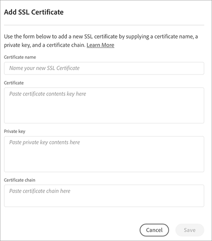 Add SSL Certificate dialog