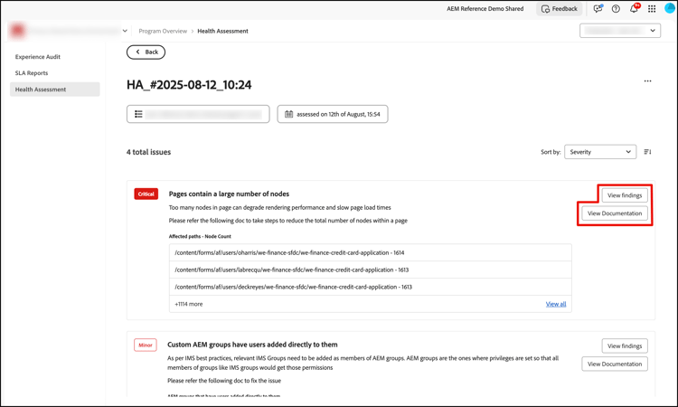 Issue descriptions and finding